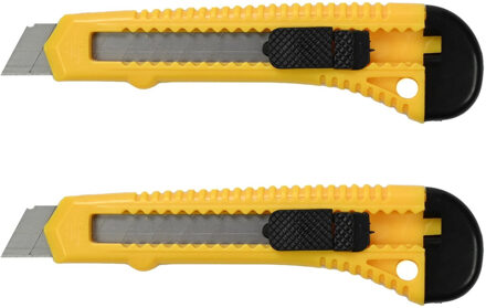 Benson Afbreekmes - 2x - werkmes - snijmes - 18 mm - staal - geel