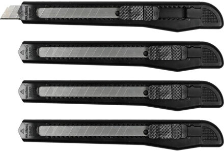 Benson Afbreekmessen - 4x stuks - zwart - breed - scherp mes