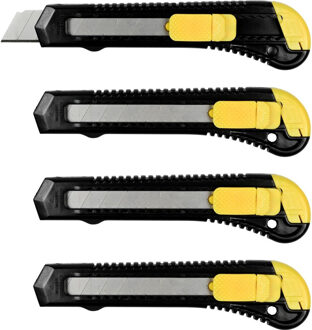 Benson Afbreekmessen - 4x stuks - zwart/geel - breed - scherp mes