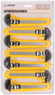 Benson Afbreekmessen - 7x stuks - hobbymessen - uitschuifbaar Geel