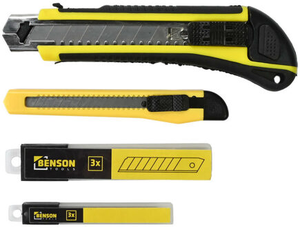 Benson Afbreekmessen - Volledige set - met reserve mesjes - geel/zwart - afbreekmesjes/afbreekmes - Hobbymessenset