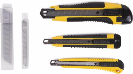 Benson Afbreekmessen - Volledige set - met reserve mesjes - geel/zwart - afbreekmesjes/afbreekmes