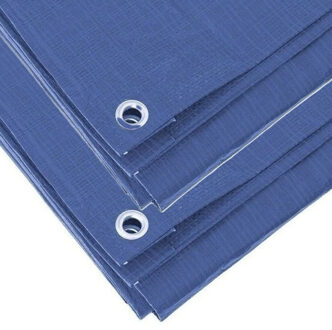 Benson afdekzeil - 2x - blauw - 3 x 5 m - bevestiging ogen - grondzeil - dekzeil