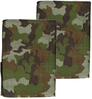 Benson Afdekzeil - 2x stuks - leger camouflage - kunststof - 3x4 m - dekkleed