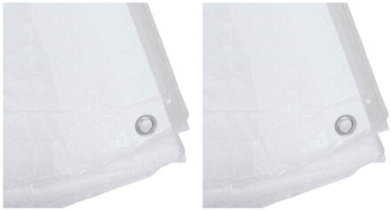 Benson afdekzeil - 3x stuks - wit - 3 x 5 m - bevestiging ogen - grondzeil - dekzeil