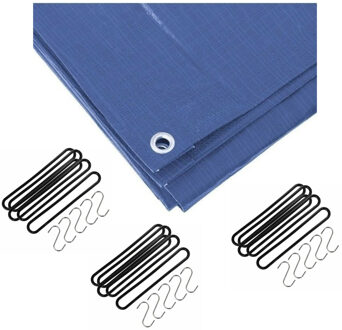 Benson Afdekzeil - blauw - 4 x 5 meter - met 15x spanrubbers en S-haken