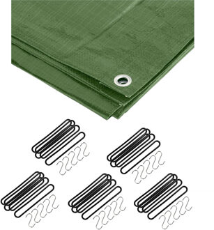 Benson Afdekzeil / dekzeil groen 6 x 8 meter met 25x spanrubbers en S-haken