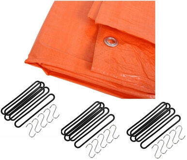 Benson Afdekzeil / dekzeil oranje 3 x 5 meter met 15x spanrubbers en S-haken