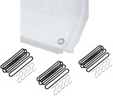 Benson Afdekzeil - dekzeil - wit - 6 x 10 meter - met 30x spanrubbers - en S-haken
