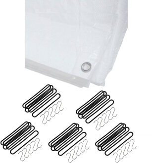 Benson Afdekzeil - dekzeil - wit - 6 x 8 meter - met 25x spanrubbers - en S-haken