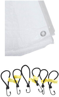Benson afdekzeil / dekzeilen - wit - van 3 x 4 meter - met 18x spanners/elastieken haakjes