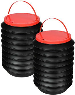 Benson afvalbakje - 2x - opvouwbaar - met deksel - 17 x 25 cm - vakantie / onderweg