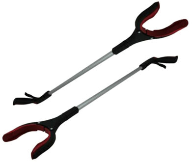 Benson Afvalgrijper - 2x - draaibare kop - 82 cm - kunststof - zwart - grijphulp