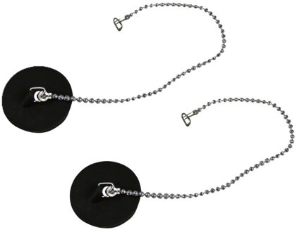Benson Afvoerstop - 2x - 39mm / 21 cm - gootsteen dop - gootsteenstopper - met RVS ketting