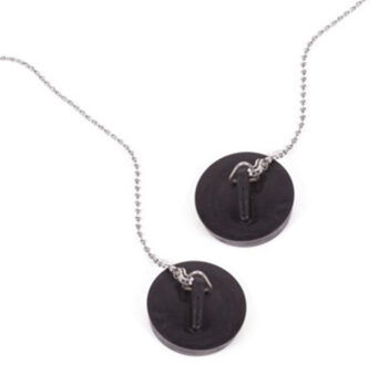 Benson Afvoerstop - 2x - 44 mm - gootsteen dop - gootsteenstopper - met RVS ketting 30 cm