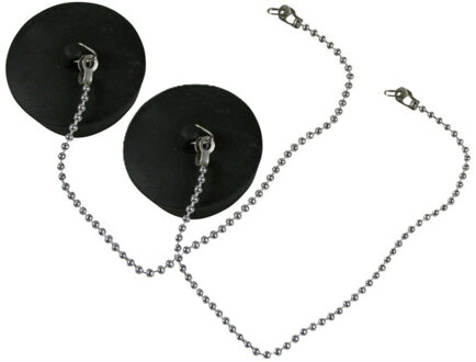 Benson Afvoerstop - 2x - 44mm / 25 cm - gootsteen dop - gootsteenstopper - met RVS ketting