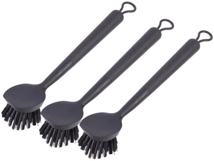 Benson Afwasborstel - 6x - kunststof - zwart - met ophang lus - afwasborstels / afwas borstel