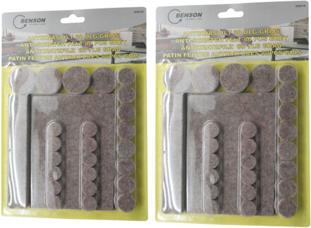 Benson Anti krasvilt meubelvilt - 2x - 160 delige set - grijs - mix formaten - viltglijders