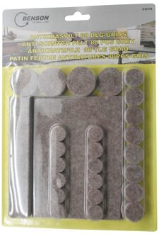 Benson Anti krasvilt meubelvilt - 80 delige set - grijs - mix formaten - viltglijders
