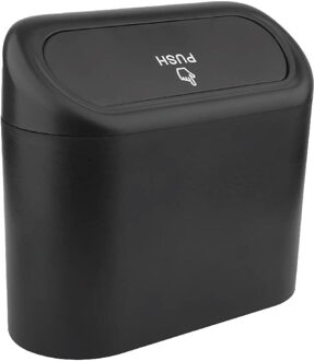 Benson Auto prullenbak - met deksel - kunststof - zwart - 16 x 6.5 x 13.5 cm