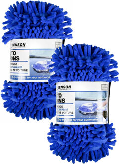 Benson Autospons rasta - 2x - blauw - microvezel - polyester - 20 x 12 cm
