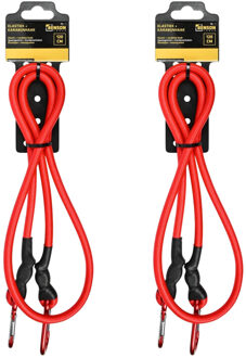 Benson Bagage elastiek met karabijnhaak - 2x - 120 cm - rood - spin - bevestigingselastiek voor transport