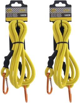 Benson Bagage elastiek met karabijnhaak - 2x - 180 cm - geel - spin - bevestigingselastiek voor transport