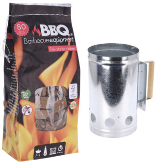 Benson Barbecue briketten starter 27 x 17 cm inclusief 80x aanmaakblokjes - Brikettenstarters Zilverkleurig