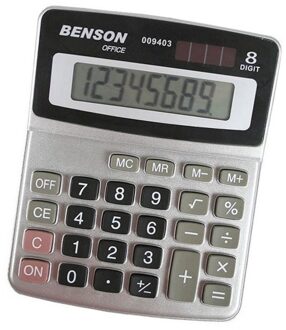 Benson Basic bureau rekenmachine - voor kantoor of school - calculator - solar Grijs