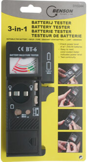Benson Batterijtester / accutester - universeel - stroomniveau tester lamp/zekering/batterij en accu