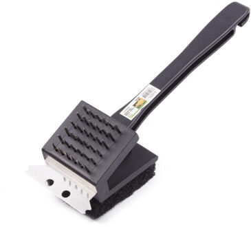 Benson BBQ borstel - 3 in 1 - grillborstel / spons / schraper - RVS - kunststof - met handvat
