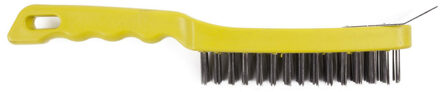 Benson BBQ borstel - geel - RVS grillborstel met schraper - kunststof