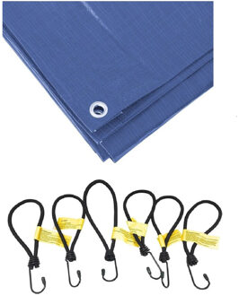 Benson Blauw afdekzeil / dekzeil 2 x 3 meter met 12x spanners haakjes