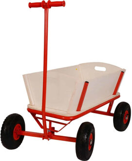 Benson Bolderkar - hout met metalen frame - luchtbanden - 85 x 60 x 53 cm Rood