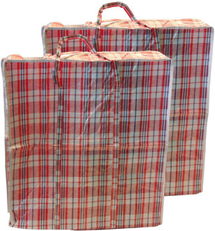 Benson Boodschappentas/shopper L - 2x - kunststof - geruit - 80 x 58 x 28 cm