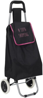 Benson Boodschappentrolley Wheeled - zwart/roze - 94 x 34 x 27 cm - 35 liter