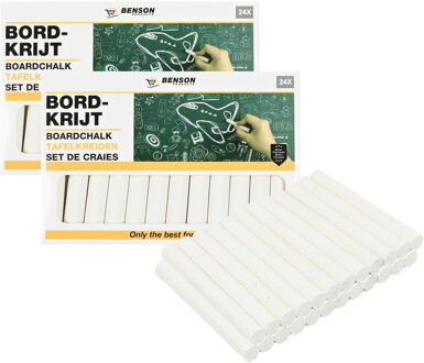 Benson Bordkrijt - 48x - wit - krijtbord/schoolbord - tekenmateriaal kinderen