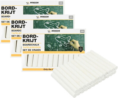 Benson Bordkrijt - 72x - wit - krijtbord/schoolbord - tekenmateriaal kinderen