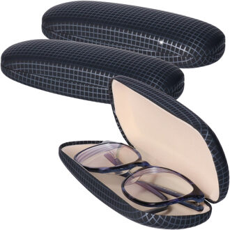 Benson Brillenkoker - 3x - blauw/zilver print - magnetische sluiting - fluwelen - binnen voering
