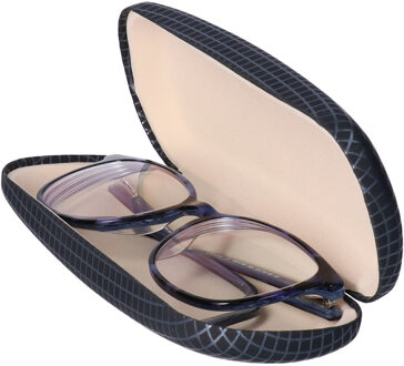 Benson Brillenkoker - blauw/zilver print - magnetische sluiting - fluwelen - binnen voering