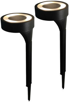 Benson Buiten lamp/solar verlichting - 2x - LED - 40 x 11 cm - tuin verlichting