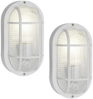 Benson Buitenlamp - 2x - ovaal - bulleye lamp - wit - E27 - waterdicht IP54