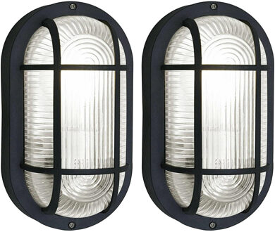 Benson Buitenlamp - 2x - ovaal - bulleye lamp - zwart - E27 - waterdicht IP54