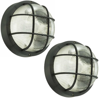 Benson Buitenlamp - 2x - rond - bulleye lamp - zwart - E27 fitting - waterdicht - IP54 - 18 cm