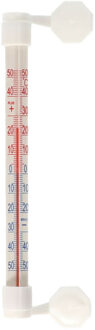 Benson Buitenthermometer - wit - kunststof - 21 cm - met zuignap / temperatuurmeter