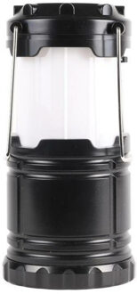 Benson Campinglamp - zwart - kunststof - 87 x 182 mm - lantaarn - met vlammen-effect / wit licht