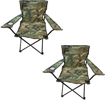 Benson Campingstoel - 2x - camouflage - opvouwbaar - 50 x 80 cm - lichtgewicht - max 100 kg - inklapbare st