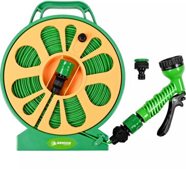 Benson Compacte Tuinslangset - 15 m - weerbestendig - knikvrij - Incl. sproeikop met 7 standen