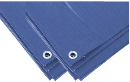 Benson Dekzeil - 2x stuks - 3 x 5 meter - blauw - met metalen ringen - afdekzeil
