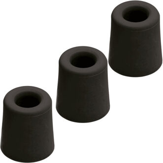 Benson Deurbuffers / deurstoppers rubbers - 3x - zwart - 30 x 30 mm - met schroefbevestiging